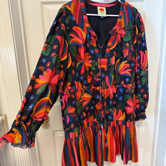 Farm Rio Black Banana Sky Lenzing™ Ecovero™ Viscose Mini Dress - Picture 4 of 8